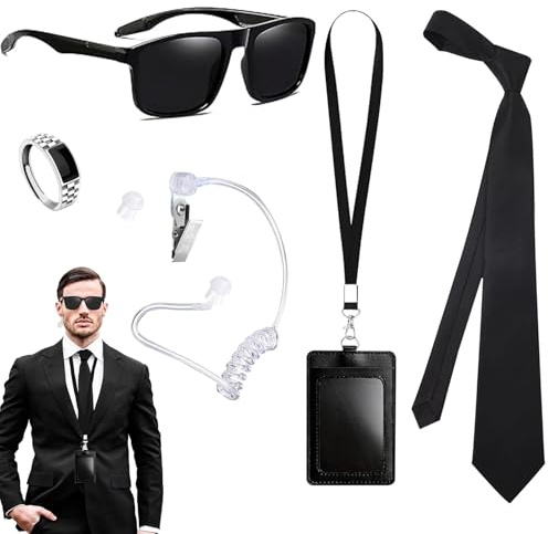 lomdung 5 Stück Agent Kostüm Zubehör, Men in Black Kostüm, Security Kostüms