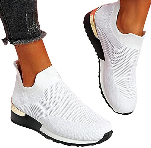 Zapatillas Deportivas Mujer Sin Cordones Zapatos Ortopédicos de Suela Blanda Ligeros Transpirables Zapatillas Cómodos Alpargatas Antideslizantes Suave Moda Casual Caminar Calzado Deportivo Baratos