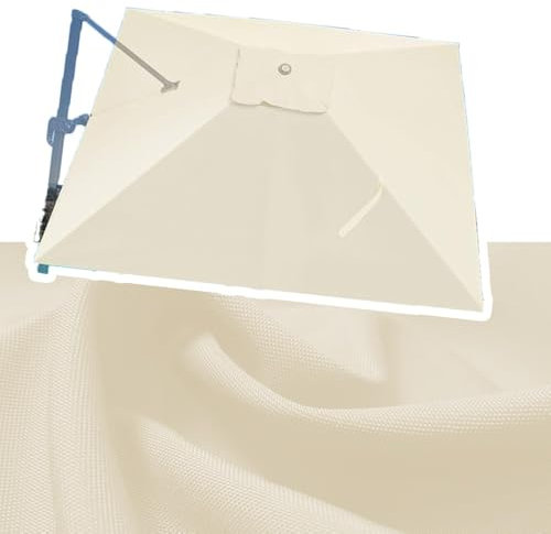 VLKLPZAHAK Ombrellone da Giardino Quadrato 250x250cm Tela di Ricambio per Ombrellone A Sbalzo, Tessuto di Ricambio per Ombrellone da Tavolo Mercato(Beige,2.5x2.5m (8.2x8.2ft))