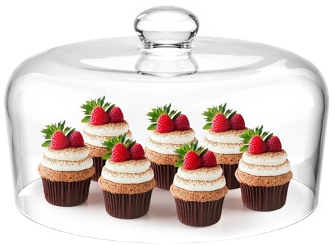 10 pollici vetro torta cupola copertura per torta stand - vetro cupola coperchio per la visualizzazione e la protezione, adatto per cucina, G10 pollici vetro torta cupola copertura giorno di copertura