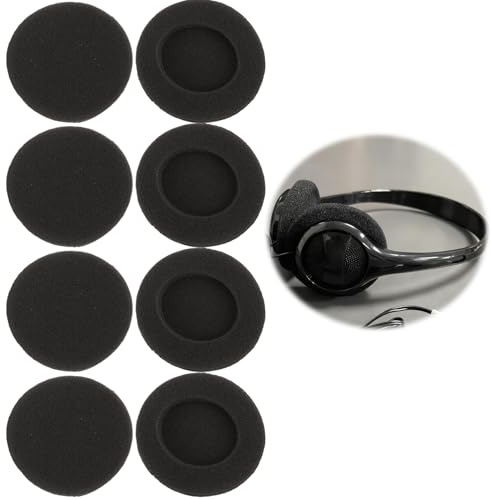 8X Ersatz Ohrpolster, Kopfhörer Ohrpolster 50mm Schwarz, Weiche Schaumpolster für PC Headset, Atmungsaktiv Langlebig, Bequem und Schalldämmend, Kopfhörer Überzug, Ersatzpolster für PC USB Headset