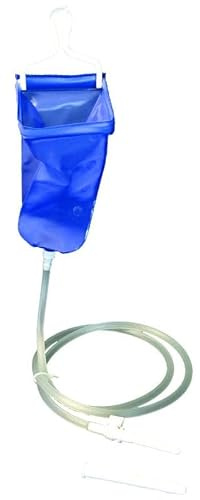 Bock Lavement Flexible, 2 litres, Kit d'Irrigation Médicale Bleu | Avec Tuyau, Avec Support, Système de Nettoyage, Usage Médical
