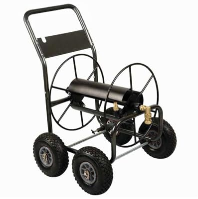 Sirocco Schlauchwagen, 4-Räder, 3/4 Zoll Anschluss, Stahl pulverbeschichtet, Anthrazit, mit Vollgummireifen, für Gartenschläuche bis 110m