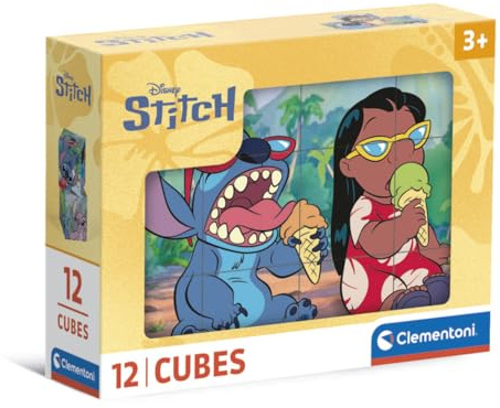 Clementoni Stitch 12 Würfel Puzzle Kinder - Geschicklichkeitsspiel für Kinder ab 3 Jahren - Sensorik- & Motorikspielzeug von Clementoni 41347
