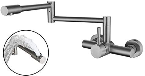 SJQKA-304 Acciaio Inossidabile Doppio Foro Rubinetto, Muro di Tipo Cucina Il Caldo e Il Freddo, Il Balcone lavandino, Piatto del Rubinetto, piegando Un Rubinetto