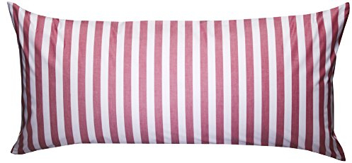 Bettwaesche-mit-Stil Mako Batist/Mako Perkal Landhaus Bettwäsche Streifen Oslo gestreift (40 cm x 80 cm Kissen, Rot - Streifen)