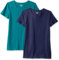 Amazon Essentials T-Shirt Ras-Du-Cou à Manches Courtes, Coupe Standard Femme, Lot de 2, Bleu Marine/Vert Sarcelle, XL