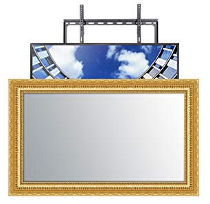 Frame Your TV Essentials Regent Gold TV Mirror Frame with 55 Smart 4K TV and Slim Wall Mount