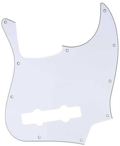 Musiclily Pro 5 Cordes 10 Trous J Bass Pickguard Contemporain pour Fender Jazz Bass Mexicain, 3Plis Blanc