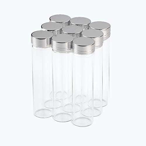 24pcs 60ml La Jolie Transparent Fiole en Verre, la Bouteille en Verre est Transparente,Le capuchon est en Aluminium Argenté,C'est Très Beau. (60ml, Silver)