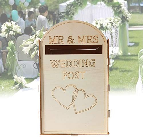 Dyda6 Hochzeits-Briefkasten, Royal Mail-Stil, Vintage-Romantik-Party-Karten-Box, Mr & Mrs, Hochzeit, Party, Gäste, Karte, Umschläge, Halter, Holzbox, personalisierbar, DIY-Geschenk (wie abgebildet)