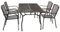 DEGAMO Gartengarnitur Classic 5-teilig, 4X Stapelsessel und 1x Tisch 90x150cm rechteckig, Streckmetall anthrazit beschichtet
