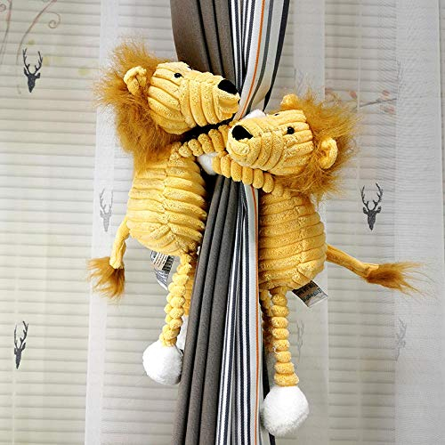Niedlichem Hase Vorhang Raffhalter Vorhang Clips Binder Plüsch Gardinen Raffhalter Fenster-Holdbacks Gardinenhalter für Baby Kinderzimmer Dschungel Schlafzimmer Dekorative Raffhalter -Paar Gelbe Löwen