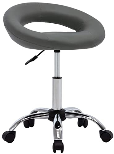 vidaXL Arbeitshocker Höhenverstellbar Rollhocker Kosmetikhocker Praxishocker Friseurhocker Drehhocker Drehstuhl Hocker Grau Kunstleder