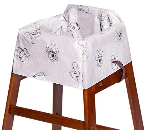 J.L. Childress Disney Baby by Disposable Restaurant High Chair Cover Individually Wrapped for Travel Convenience, Mickey and Minnie, 12 Count