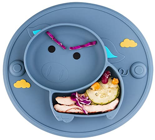 Mini set de table en silicone pour bébé - Portable, antidérapant, lavable au lave-vaisselle, au micro-ondes