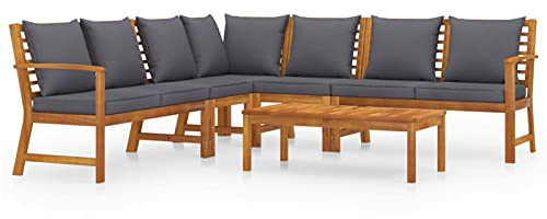 Tidyard 6-TLG. Garten Lounge Set Gartenmöbel Sofagarnitur Gartensofa Ecksofa Lounge Gartengarnitur Sitzgruppe mit Auflagen Terrassenmöbel Balkonmöbel Massivholz Akazie