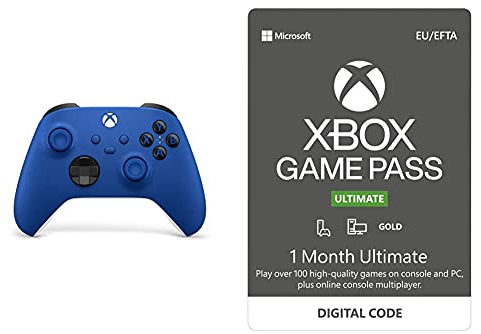 Xbox Wireless Controller Shock Blue & Xbox Game Pass Ultimate | 1 Monate Mitgliedschaft | Xbox/Win 10 PC - Download Code