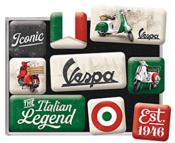Nostalgic-Art Set di Magneti retrò, Vespa – Italian Legend – Idea regalo per amanti de scooter, Decorazione del frigorifero, Design vintage, 9 pezzi