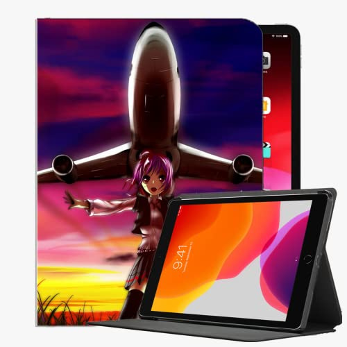 Für iPad Air2 9,7 Zoll Case Cover, Anime Girl Airplane Sunset Case Slim Shell Cover für iPad Air2 9,7 Zoll