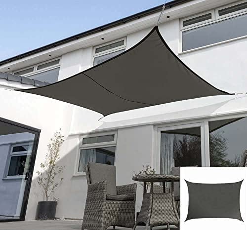 Kookaburra Waterproof Garden Sun Shade Sail Canopy with Fixing Kit in Charcoal 98% UV Block (Rectangle, 4m x 3m)