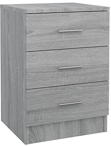 vidaXL Nachttisch mit Schubladen Nachtschrank Nachtkonsole Nachtkommode Schlafzimmer Schrank Kommode Grau Sonoma 38x35x56cm Holzwerkstoff