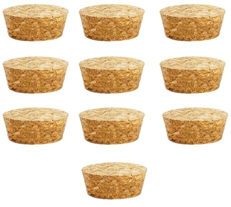 10 tapones de corcho cónicos de madera para vino, tapones de sellado reutilizables para barra de botellas, manualidades, accesorios de cocina (43 x 38 x 20 mm)