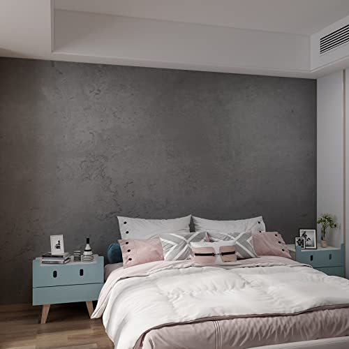 JSEVEM 40CM×15M Verdickte Dunkelgraue Schwarz Tapete in Großen Rollen Betonoptik Selbstklebend Klebetapete Selbstklebende 3d Effekt Grau Betontapete Tapeten Vinyl Matt Möbelaufkleber Beton Wandpapier