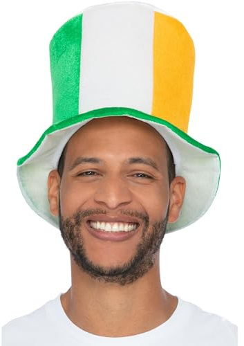Smiffys Deluxe St Patricks Day Top Hat, St Patricks' Day Fancy Dress, Adult Dress Up Hats