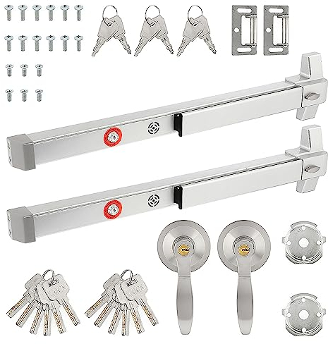 IRONWALLS 2 Packungen kommerzielle Tür-Schubstange, Panik-Ausgangsgerät mit Alarm, 69.8 cm Edelstahl-Panikstangen für Ausgangstüren, Panikstange, passend für 68.6 cm,104.1 cm Türen