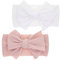 LABUYI 2 Pezzi Fascia Elastica, Accessori Neonata, Fascette Per Capelli Per Fiocchi, Regalo Per Bambini Per Foto,Bianco,Rosa