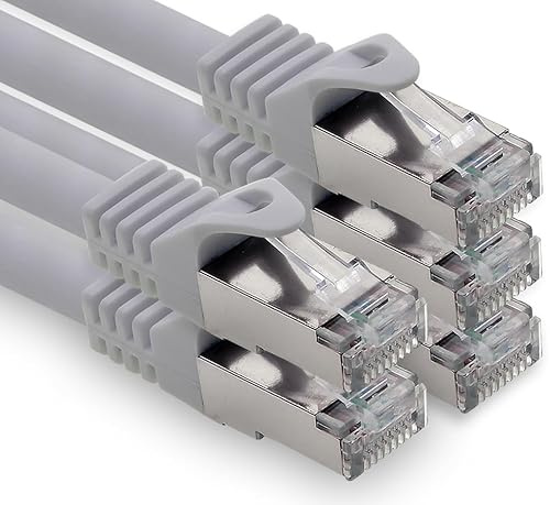 freiwerk 1,5 m - gris - 5 pièces câble réseau CAT.7 câble de raccordement Ethernet Lan S-FTP LSZH PIMF 10GB s prise RJ45 Cat6a