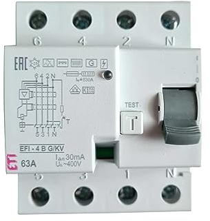 as - Schwabe Disjoncteur différentiel - Disjoncteur FI - 4 pôles/63 A/30 mA/type B - Tout-courant sensible - Résistance au courant de choc > 5000 A - Fusible max. 100 A - 4TE - Blanc - IP20, 62503