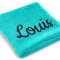 Deitert Cawö Premium Handtuch mit Namen oder Wunschtext Bestickt, personalisiertes Duschtuch, individuelles Badetuch, Made in Germany, 100% Baumwolle, 50 x 100 cm türkis