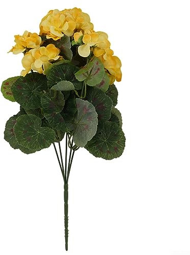 AIDNTBEO 1 Strauß Künstliche Geranien Blumen Pflanze UV-beständig Faux Geranien Seide Blumen Home Decor Gelb
