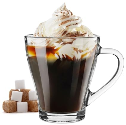Glasmark KROSNO 1992 Hugo Kaffeegläser-Set 6-teilig Cappuccino Eiskaffee Gläser Becher Spülmaschinenfest 6x360 ml, Durchsichtig