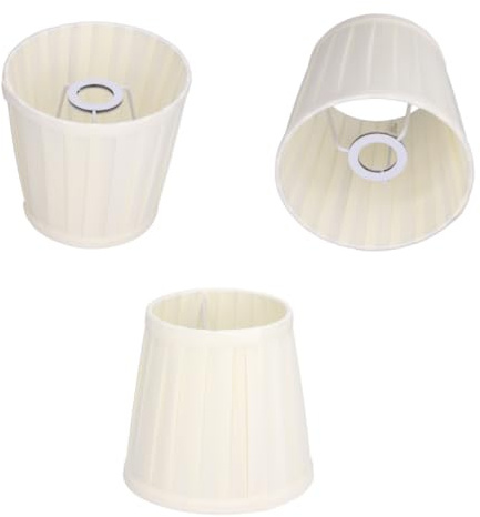 3pcs Weißer Plissierter Lampenschirm, 15x14x11cm Trommelstoff Lampen-schirm | Mini Fass Licht Lampenschirm Abdeckung für Tischlampen, Stehlampen und Kronleuchter