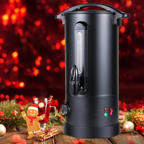 Sonnewelt Glühweinkocher 10L, 1800W Glühweinkocher mit Zapfhahn Thermostat,Glühweintopf Edelstahl mit Überhitzungsschutz,Glühweinkessel Einstellbare Temperatur von 30-110°C Heißgetränkeautomat