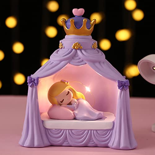 Tuzsocr Nachtlicht für Kinder, niedliche Prinzessinnen-Nachttischlampe, Meerjungfrauen-LED-Nachtlicht, Harz, warme Schreibtischlampe, batteriebetrieben, für Schlafzimmer, Kinderzimmer, Dekoration,