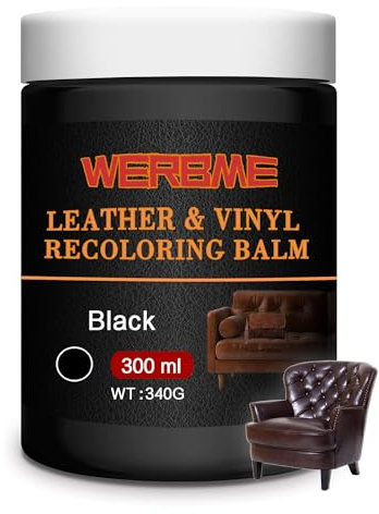 WERBME Pâte Réparatrice Cuir, Noir, 280g, Restaurateur de Couleur Cuir pour Rayures et Décolorés, Kit de réparation pour Cuir pour Réparations et mises à Jour de Meubles, Canapés