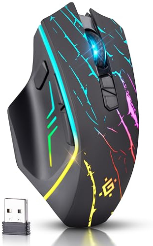 Defender® Uran Kabellose Gaming Maus – Wireless Funkmaus mit RGB, 3200 DPI, FIRE-Taste, 5 Tasten & 120h Akku – Wiederaufladbar via USB-C – für PC & Laptop – Windows/macOS