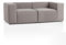 Genua Modular Sofa 2-Sitzer, individuell kombinierbare Wohnlandschaft bestehend aus Sitzelement mit Armteil links und rechts - strapazierfähiges Möbelgewebe, hellgrau