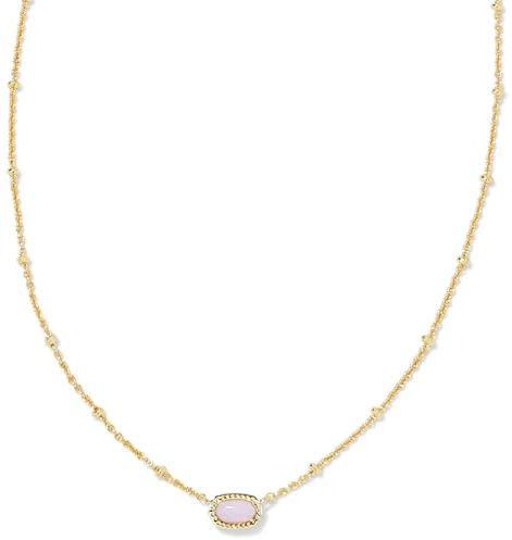 Kendra Scott 14k Gold-Plated Mini Elisa Satellite Short Pendant Necklace in Pink Opalite Crystal, Fashion Jewelry for Women
