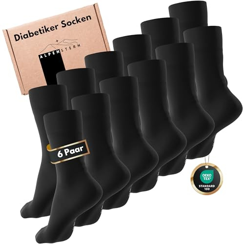 Alpenstern® Diabetikersocken ohne Gummibund aus Baumwolle I Socken mit Komfortbund für Damen & Herren I OekoTex Gesundheitssocken