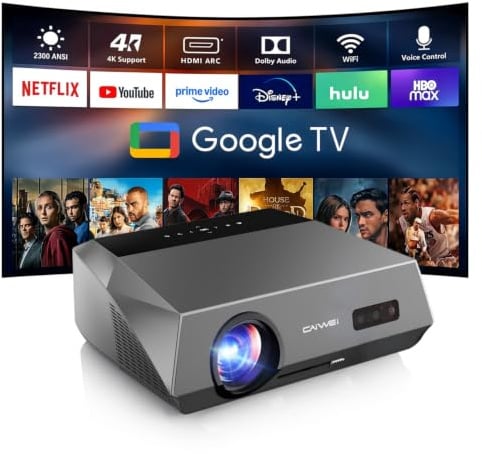 Smart LED 4K-projektor dagsljus HDR WiFi 6 Bluetooth DB ljud, 2300ANSI dagtid filmspelprojektorer 4K Ultra HD hemmabio, tak med autofokus Keystone Zoom Airplay USB-appar