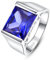 Yaresul Herren Tansanit Ring 8 * 12mm Quadrat-Schliff Erstellt Herren Saphir Ring 925 Silber Verlobung Hochzeit Bands Ring für Männer Größe 60(19.1)