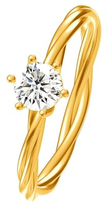 Stfery Gold Ring 18K Ring für Damen 0.5ct Rund Diamant Ringe für Damen