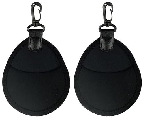 TorSor 2 Pack Lens Filter Pouch Mini Storage Bag Sleeve Protective Case with Keychain Hook 2 Pockets for Camera CPL MC UV ND 25mm-77mm 43mm 46mm 49mm 52mm 55mm 58mm 62mm 67mm, Black