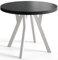AlpiMeble Table de salle à manger ronde OVO, table extensible diamètre : 80 cm à 130 cm, table de salon, couleur : noir, avec pieds en bois de couleur blanche