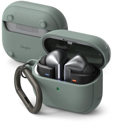 Ringke Onyx Magnetic for Samsung Galaxy Buds 3 Pro / 3/3 FE Case [Compatible with MagSafe] Shockproof TPU Non-Slip Texture Cover with Keychain Carabiner - Sage Green